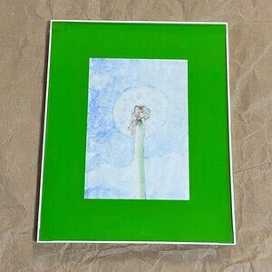 Dandelion original framed watercolor painting